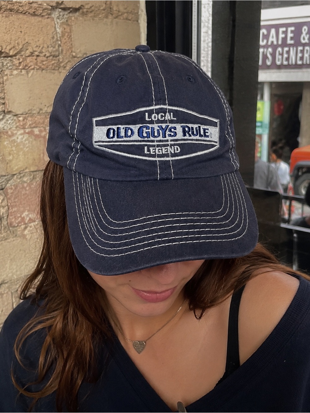 Vintage Old Guys Rule "Local Legend" Navy Blue Graphic Dad Hat Cap (NWOT) 👴🏼